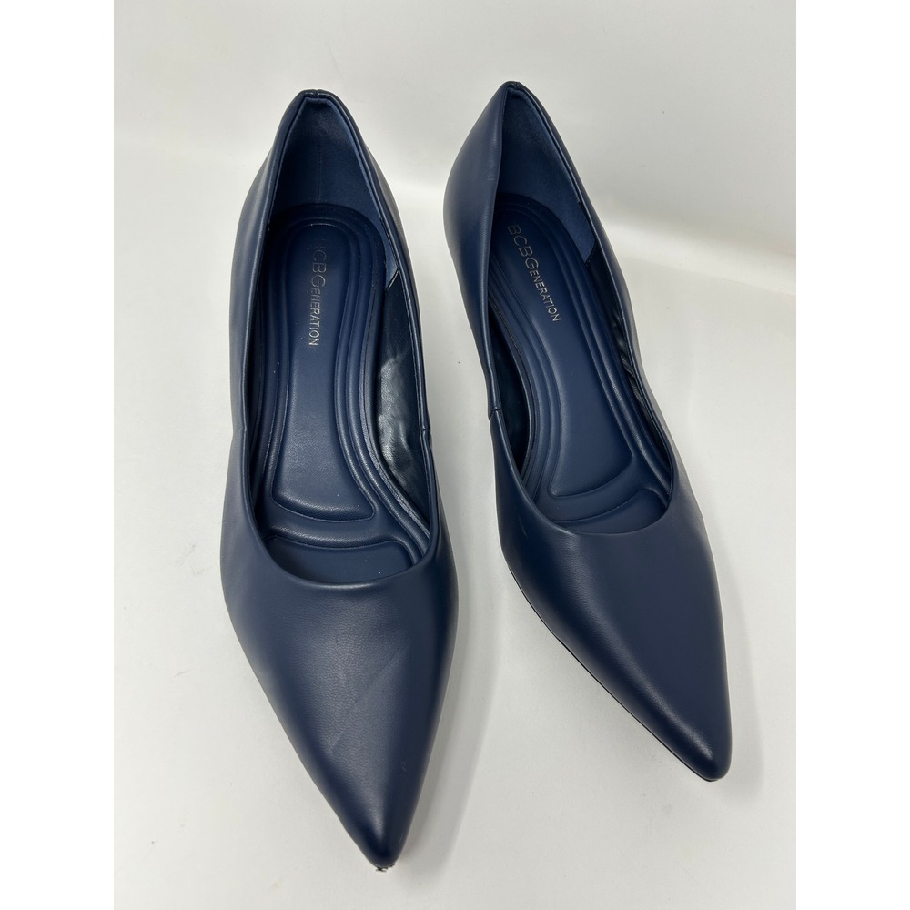 BCBGeneration Navy Pointed Toe Kitten Heels Pumps Womens 10 Office Professional